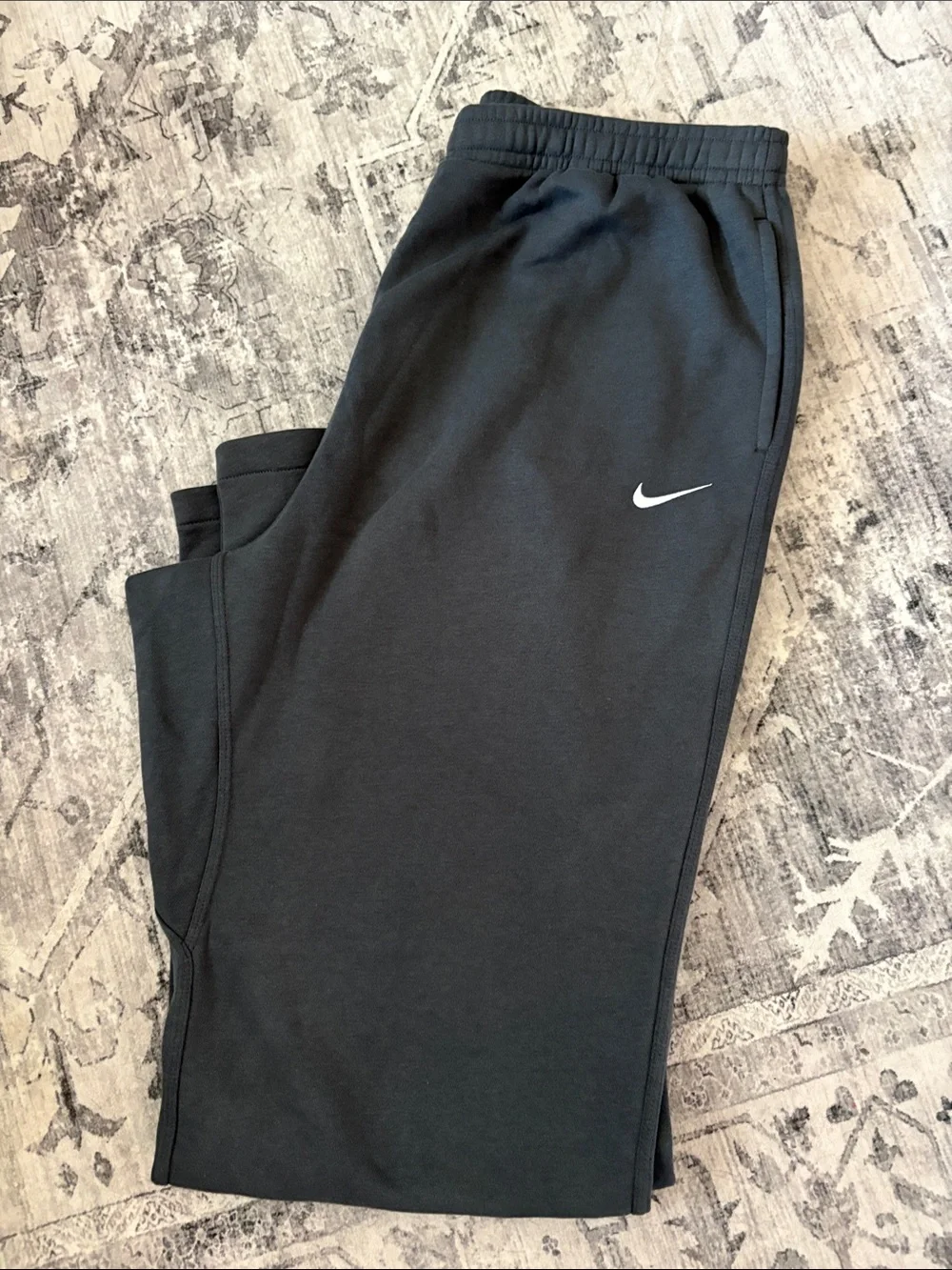 Nike Dark Gray Mens Jogger Sweatpants with White Swoosh